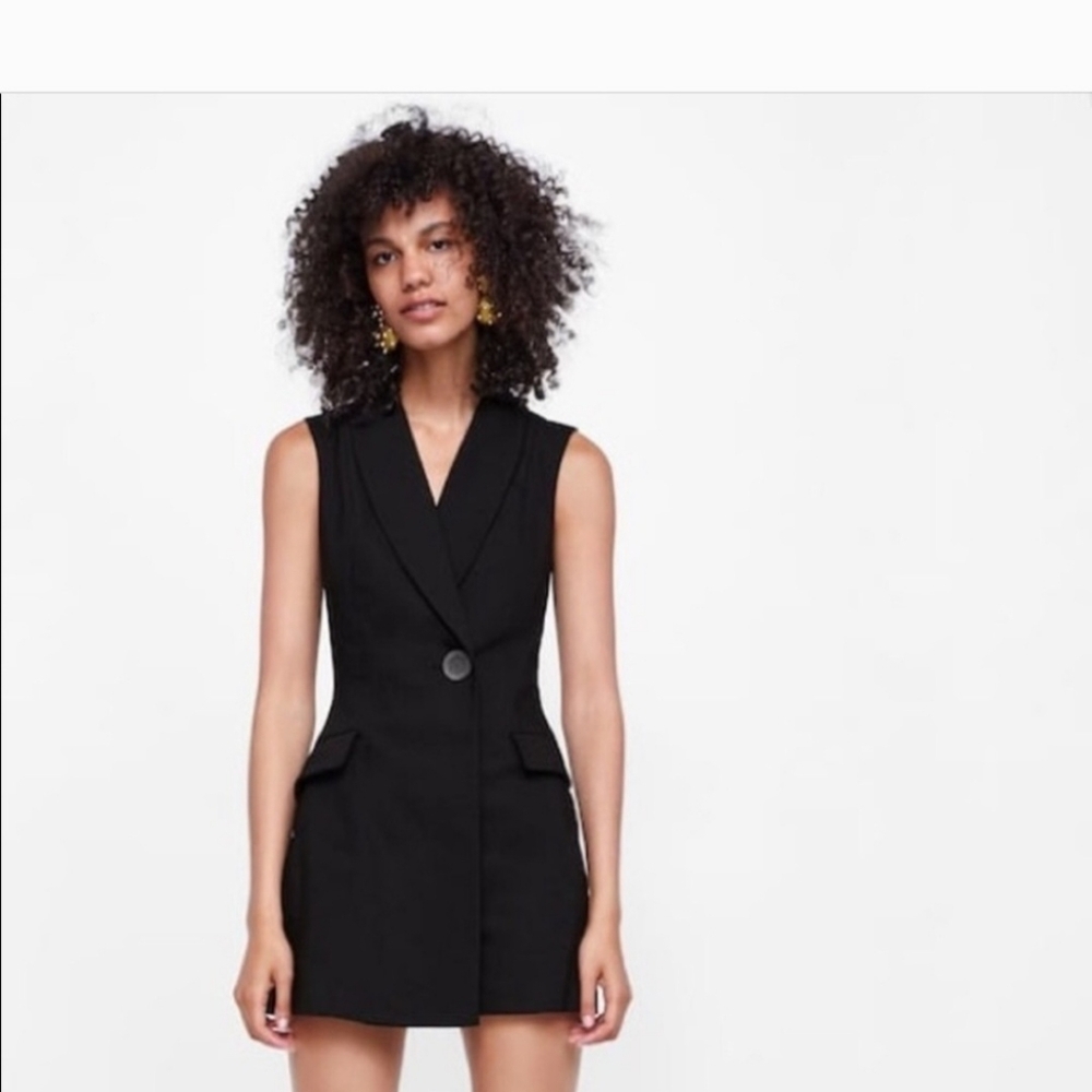 Zara black lace trim blazer romper - Picture 2 of 5